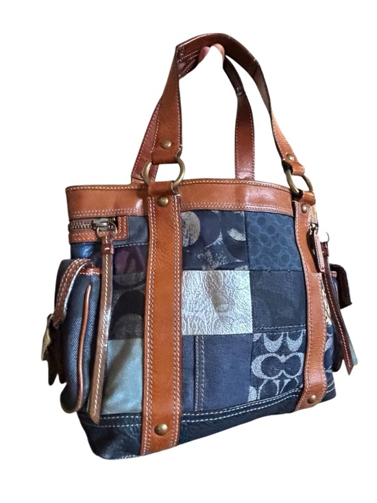 Coach Legacy RARE Limited Edition Mosaic Denim Patchwork Tote Bag Blue Signature - Picture 8 of 13